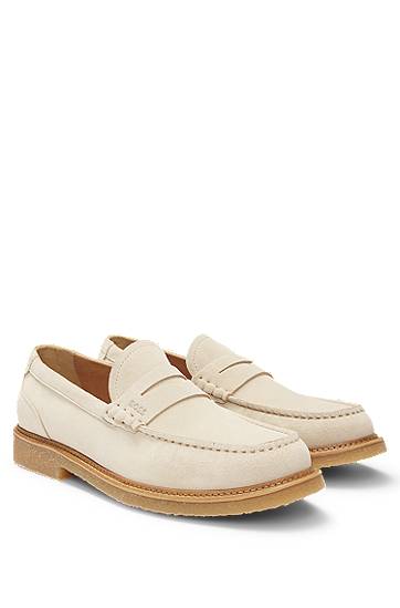 Tillbehör BOSS Suede Moccasins with Crepe Outsole Beige | 50541772
