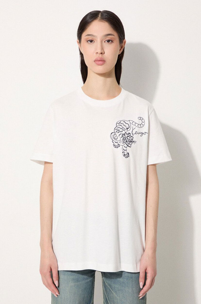 T-shirt KENZO Gots Star Tiger Emb Loose T-Shirt Vit | FE62TS1354SG.02