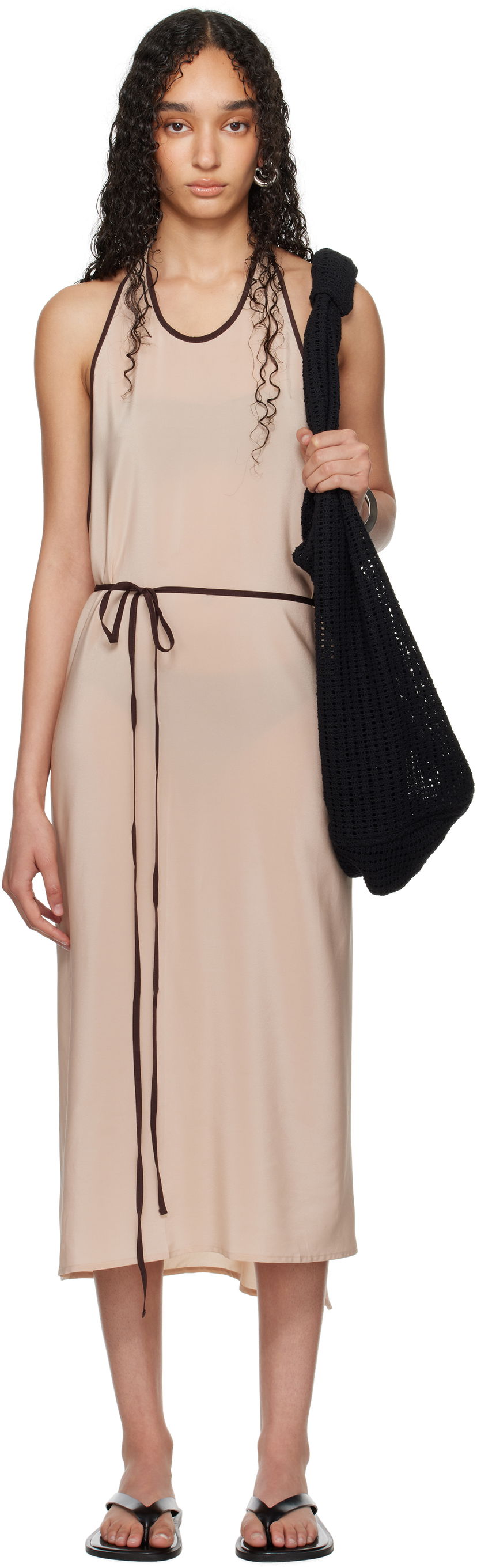 Klä Baserange Baserange Apron Wrap Midi Dress Beige | Apron Dress