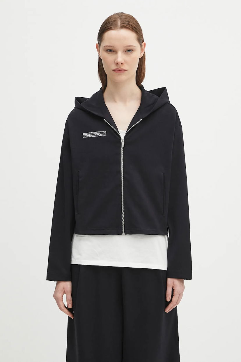Sweatshirt PANGAIA Pangaia DNA Double Jersey Zip Up Cropped Hoodie Svart | 10002361