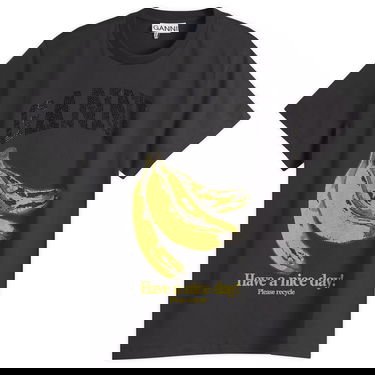 T-shirt GANNI GANNI Banana Print T-Shirt with Rhinestones Svart | T4238-252, 0