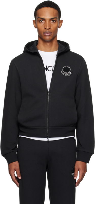 Sweatshirt Moncler Moncler Logo Cotton Zip-Up Hoodie Svart | K20918G0002389AZU, 0
