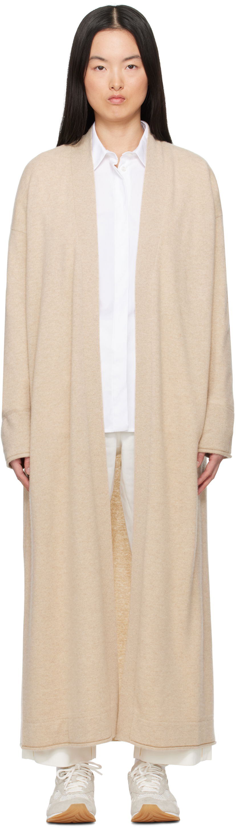 Sweater Max Mara Max Mara Asbuurg Longline Open Cardigan Beige | 2511341018600