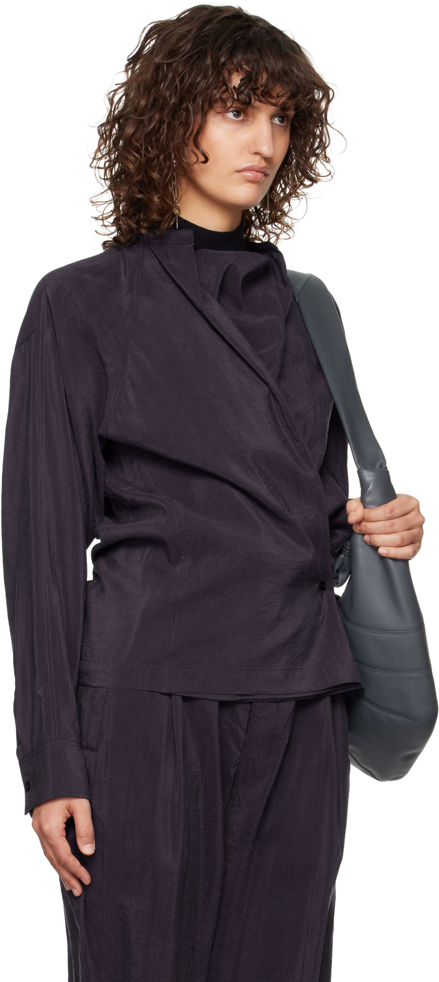 Axelväska LEMAIRE Lemaire Twisted Wrap Blouse Grå | TO1081 LF1308, 1