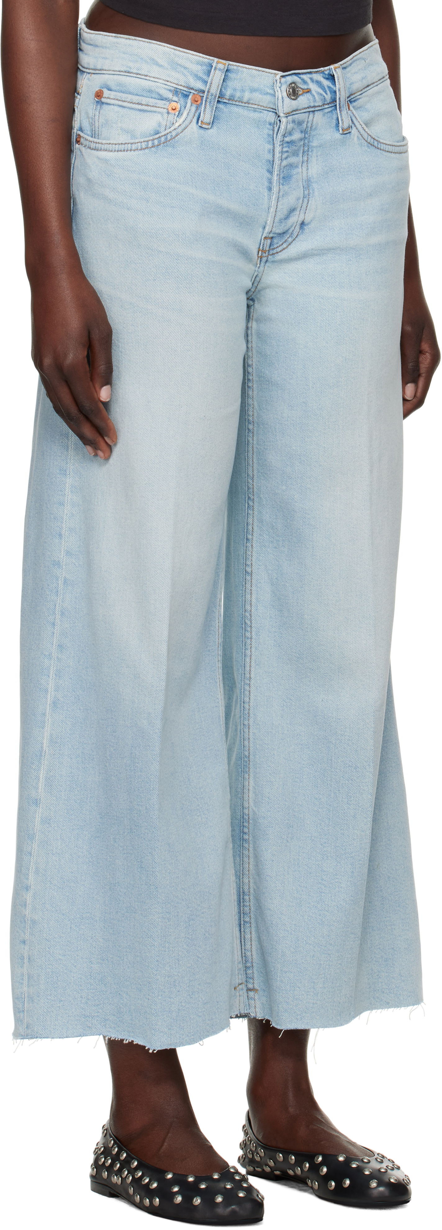 Jeans RE/DONE Re/Done Comfort Stretch Mid Rise Wide Leg Crop Jeans Blå | 190-03WMRWDLC, 1