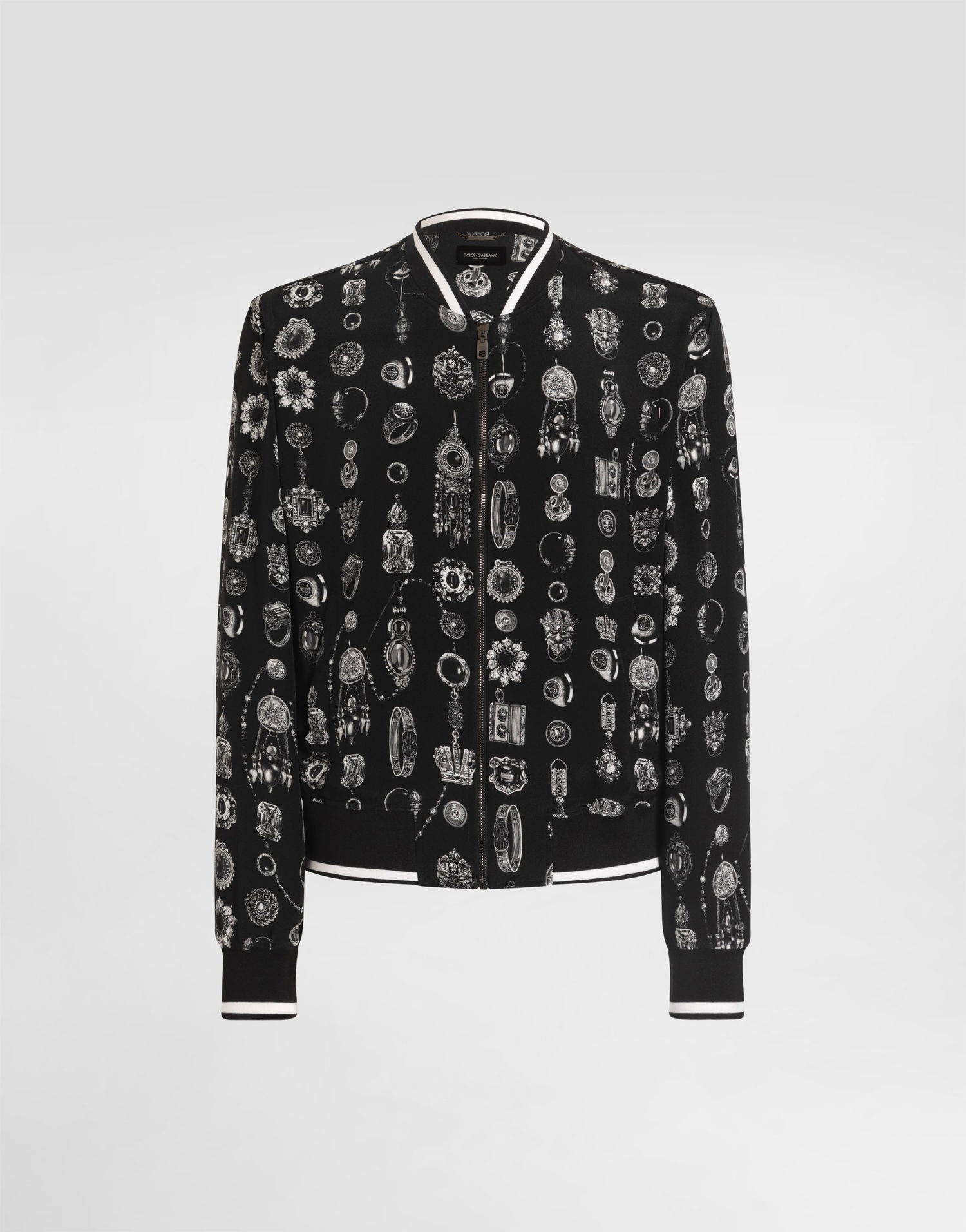 Bomberjacka Dolce & Gabbana Jewel-print Marocain Crêpe Jacket Svart | G9BLMTIS1ZWHH5QP, 0