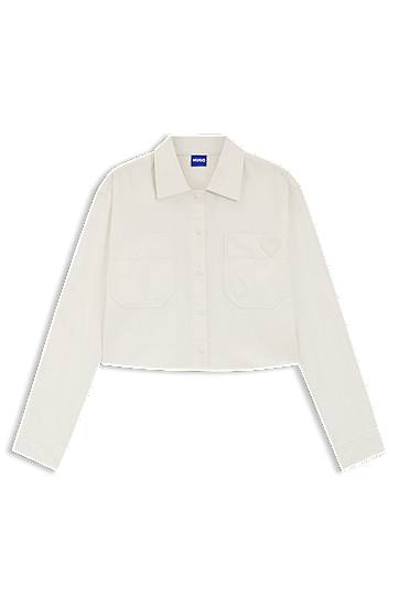 Skjorta BOSS Relaxed-fit blouse in cotton with Happy logo Beige | 50542967