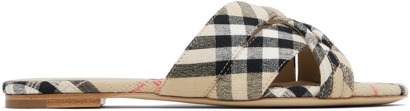 Kläder Burberry Burberry Check Cabana Slides Beige | 8111378