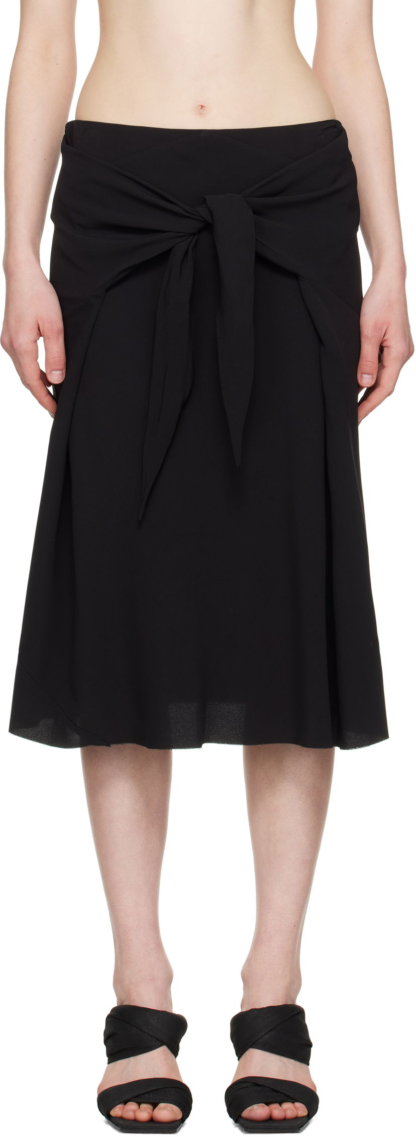 Kjol Rick Owens Rick Owens Hollywood Strutter Tie Midi Skirt Svart | RP01E7372 Y