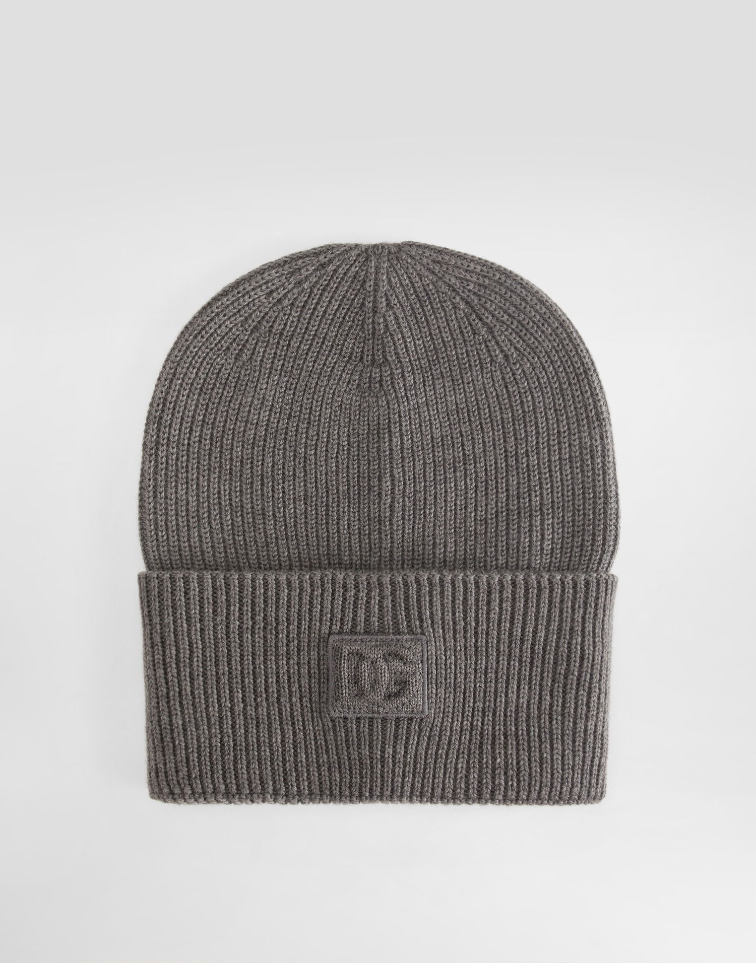 Mössa Dolce & Gabbana Dolce & Gabbana Ribbed Knit Wool Beanie with Embossed Logo Patch Grå | GX15KZJDVCIS8292, 0