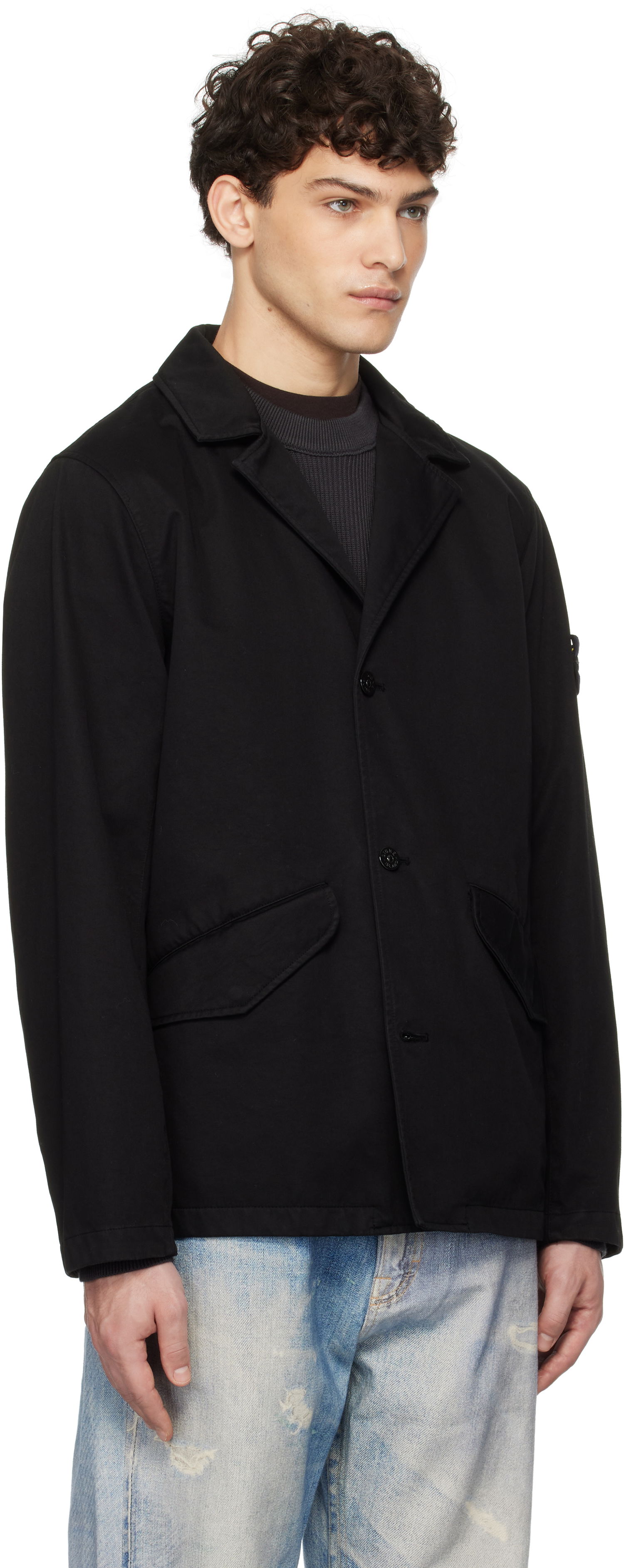Jacka Stone Island Stone Island Organic Cotton Garment Dyed Blazer Svart | K1S15 A100003 S0034, 1