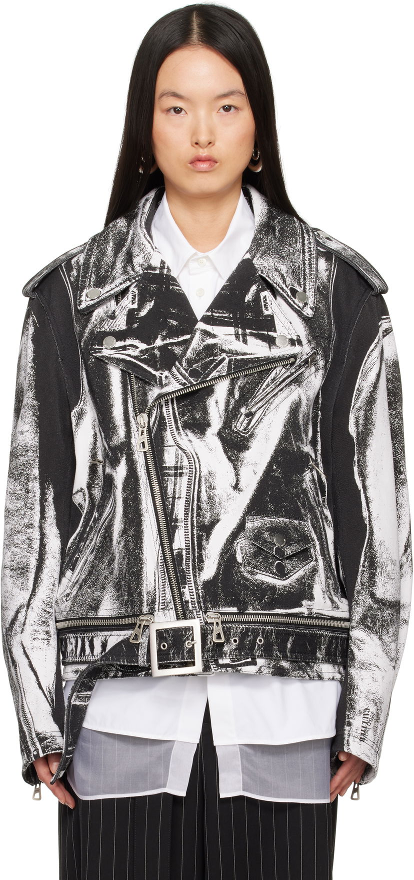 Jacka Jean Paul Gaultier Jean Paul Gaultier Trompe-L’Œil Perfecto Denim Jacket Vit | 25/33-F-BL055I-C569-0001