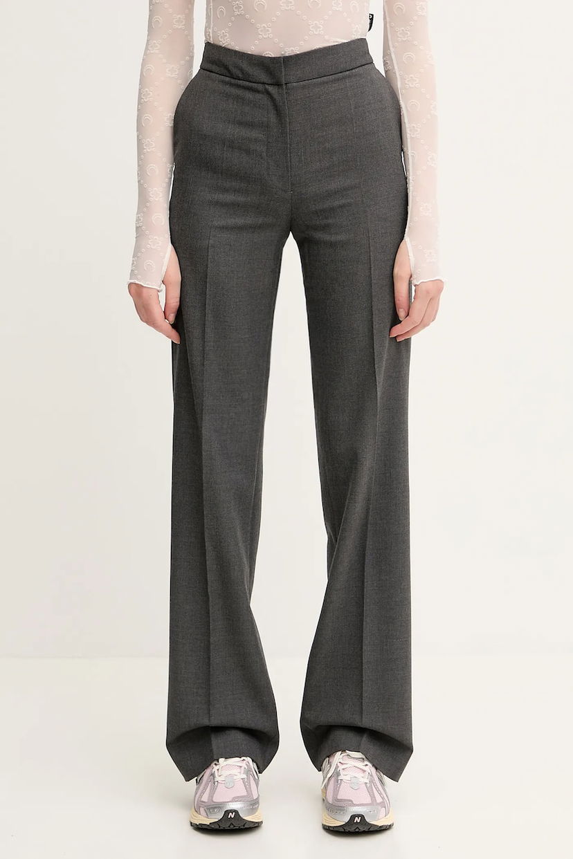 Byxor Marine Serre Marine Serre Regenerated Tailoring Wide Leg High Waist Trousers Grå | WPA154A.DWOV0057