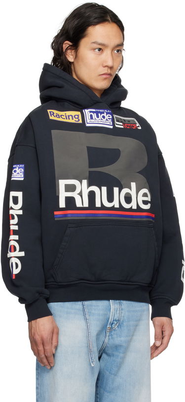 Sweatshirt Rhude Rhude Petrol Patch Hoodie Mörkblå | RHSS25HO04012, 1