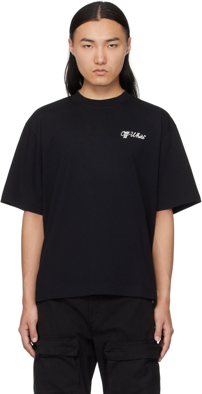 T-shirt Off-White Black Script T-Shirt Svart | OMAA120C99JER00D1001