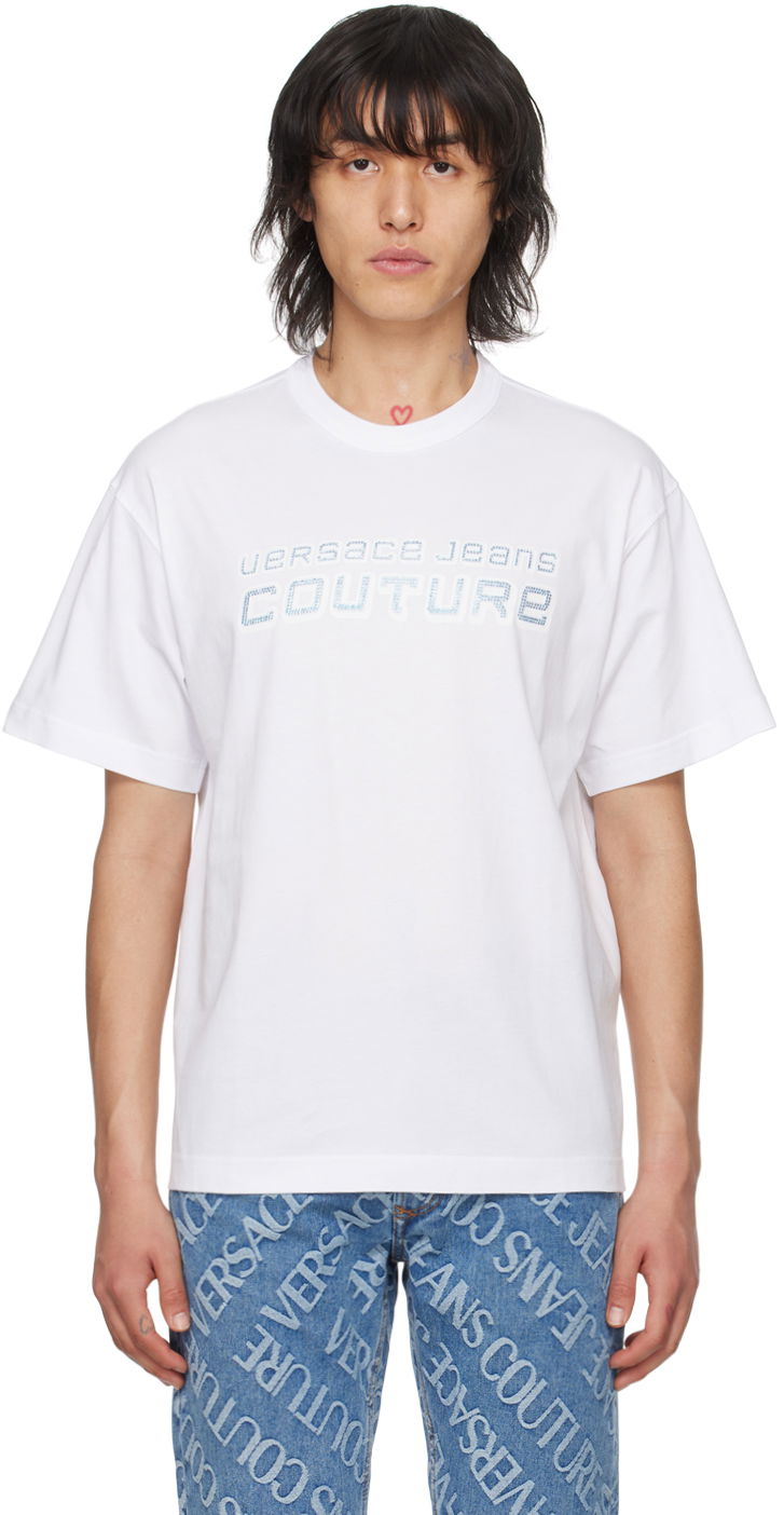 T-shirt Versace Jeans Couture Appliqué T-Shirt Vit | E76GAHC03_ECJ01C