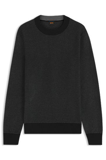 Sweater BOSS Cotton-blend sweater with two-tone structure Svart | 50548673