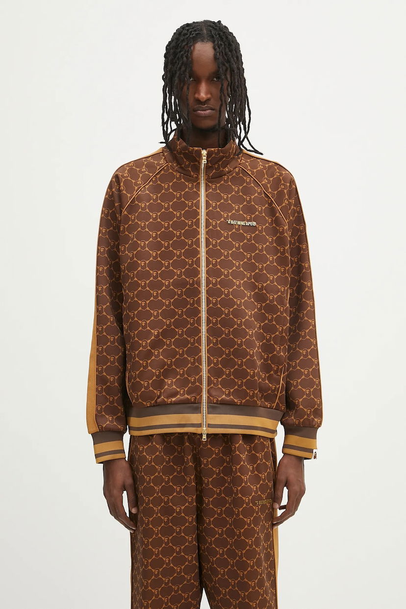 Träningsoverall BAPE A Bathing Ape College Monogram Logo Relaxed Fit Track Jacket Brun | 1L30115309