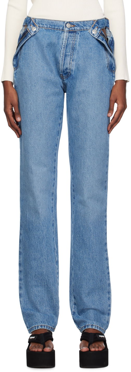 Jeans Coperni Open Hip Denim Jeans Blå | COPP67202