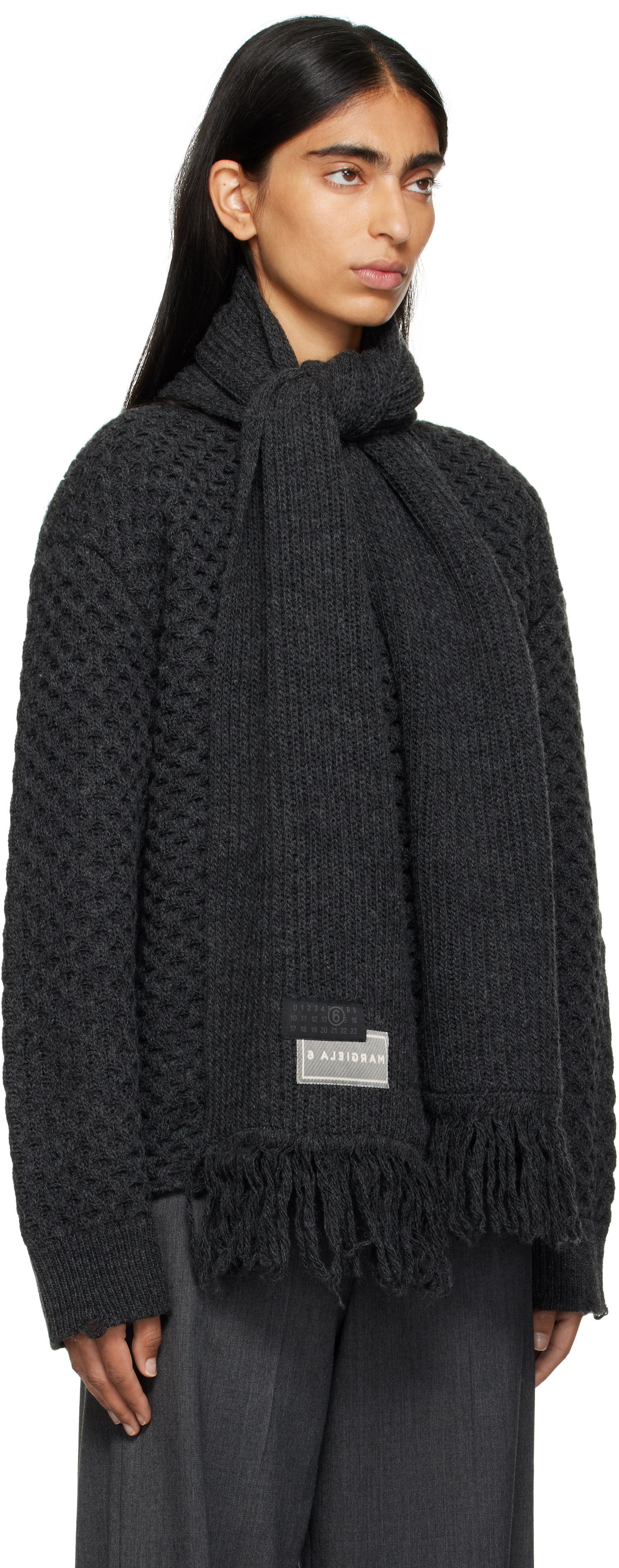 Sweater Maison Margiela MM6 Maison Margiela Knit Sweater with Scarf Grå | S52HL0049 M13132, 1