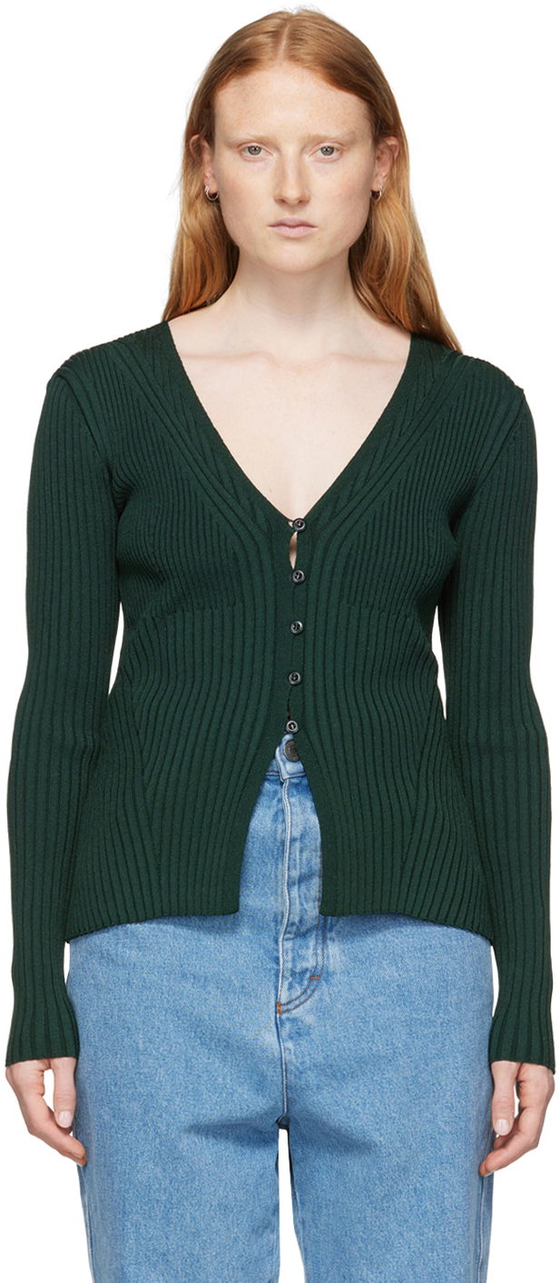 Sweater AMI Viscose Button Cardigan Grön | FKC001.051