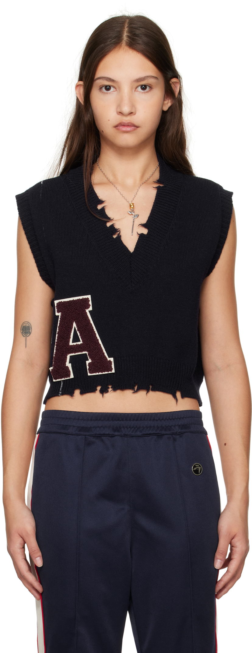 Sweater Ambush Destroyed Rib Knit Vest Svart | BWHZ002F24KNI0014628