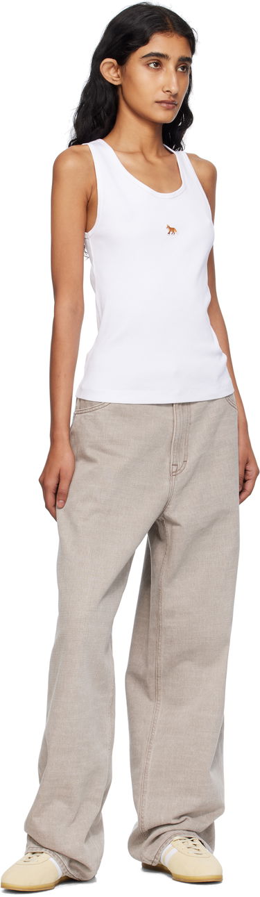 Linne MAISON KITSUNÉ Maison Kitsuné 'Baby Fox' Ribbed Tank Top Vit | PW00623KA0033, 3