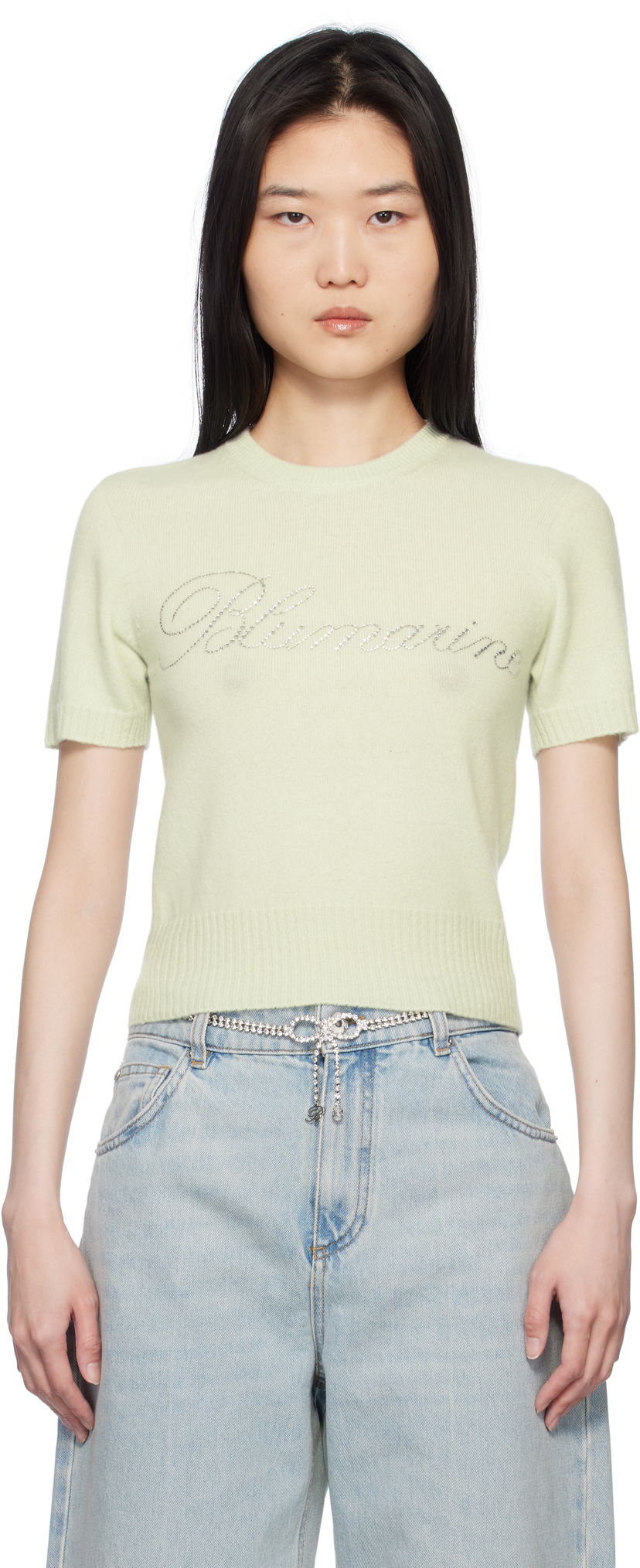 Sweater Blumarine Blumarine Cashmere Cropped Sweater Grön | P522M548A