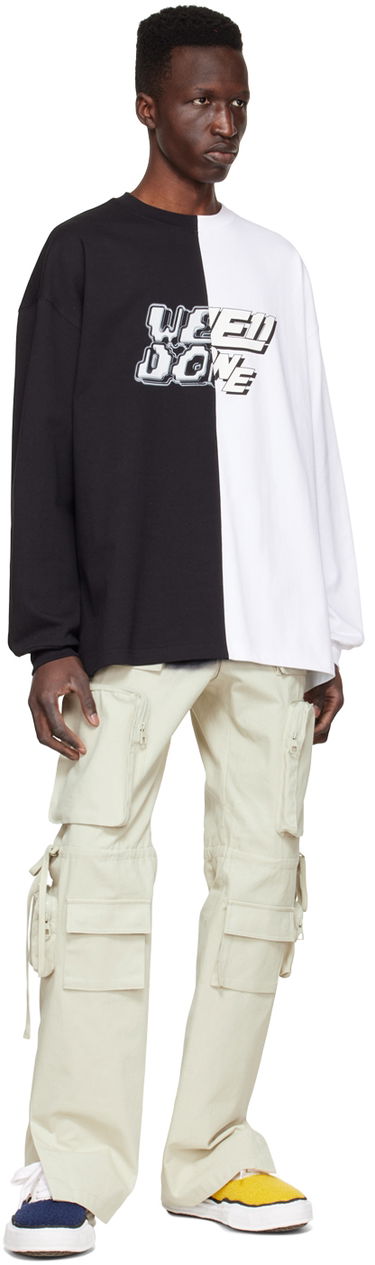 Sweatshirt We11done We11done Half & Half Logo Long Sleeve T-Shirt Flerfärgad | WD-TT1-22-557-U-BW, 3