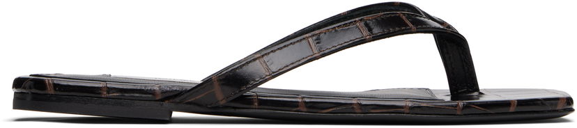 Kläder TOTEME TOTEME Croco-Embossed Flip-Flops Svart | 252-WAS4557-LE0076