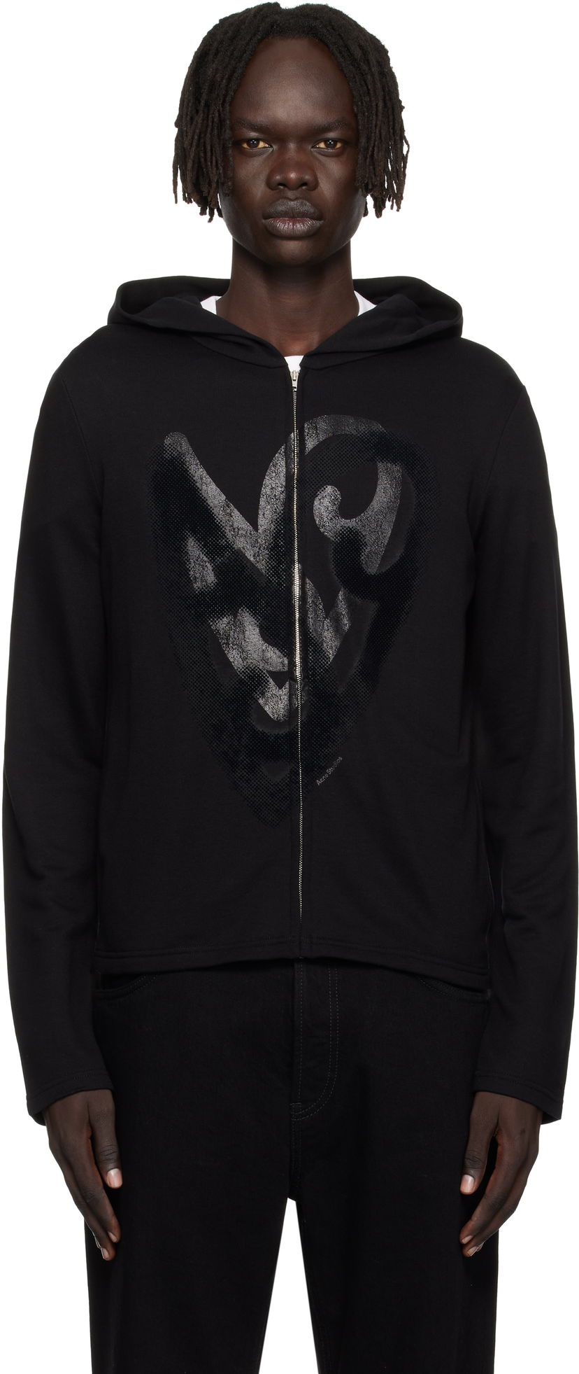Sweatshirt Acne Studios Acne Studios Heart Logo Zip Hoodie Svart | CI0201-