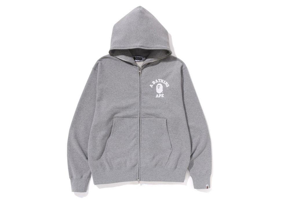 Sweatshirt BAPE College Relaxed Fit Full Zip Hoodie Grå | 1J30-115-018, 0