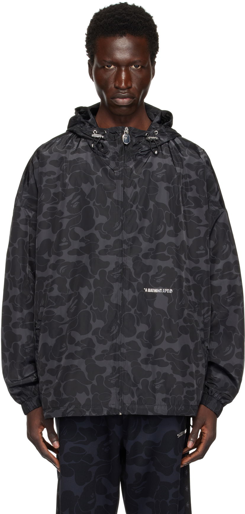 Vindjacka BAPE Hooded Camo Print Jacket Svart | 0ZXLJMX40301NBKX
