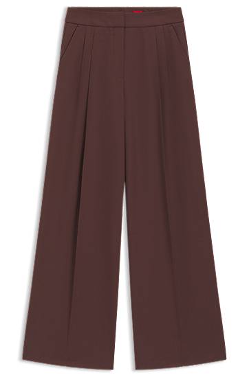 Byxor BOSS Relaxed Fit Stretch Trousers with Twin Pleats Brun | 50544107