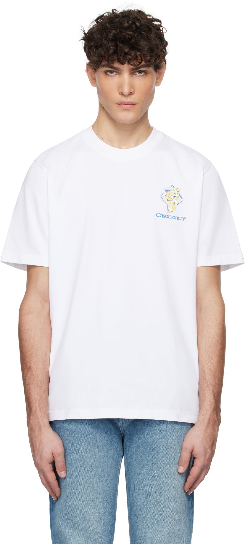 T-shirt Casablanca Diamond Column Graphic T-Shirt Vit | MPS25-JTS-001-04