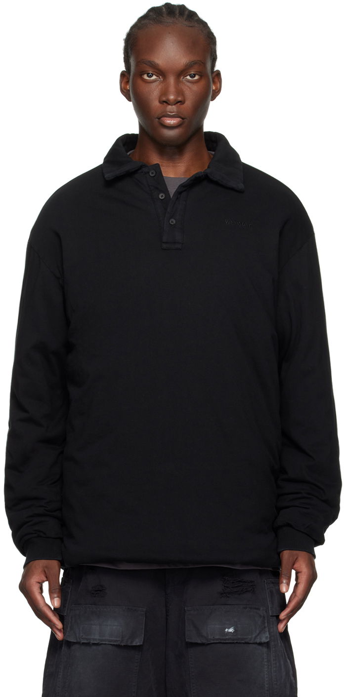 Sweater We11done Padded Long Sleeve Polo Svart | WD-TT2-24-739-U-BK