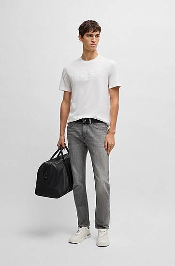 T-shirt BOSS BOSS Cotton-Jersey T-Shirt with Embossed Logo Vit | 50536796, 1