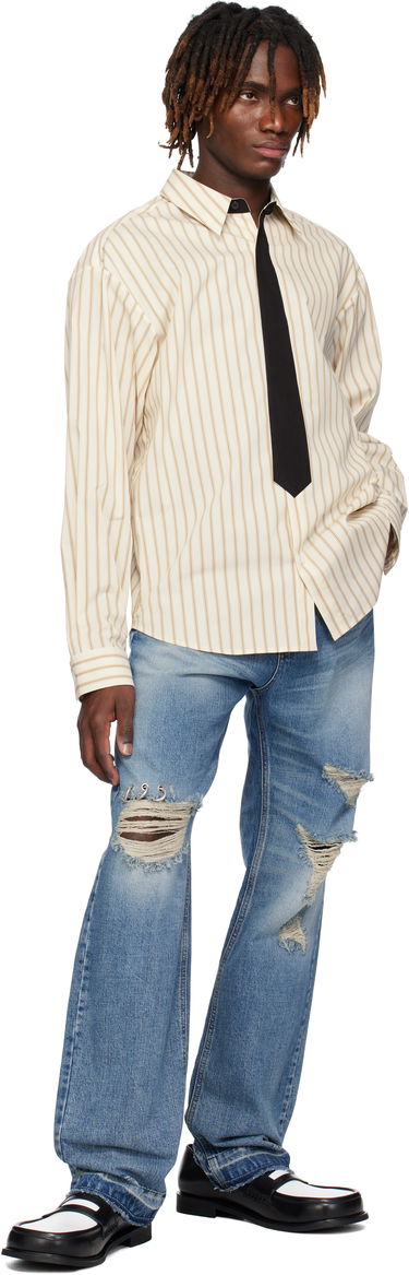 Skjorta We11done We11done Necktie Striped Shirt Beige | WD-SH0-25-161-M-BG, 3