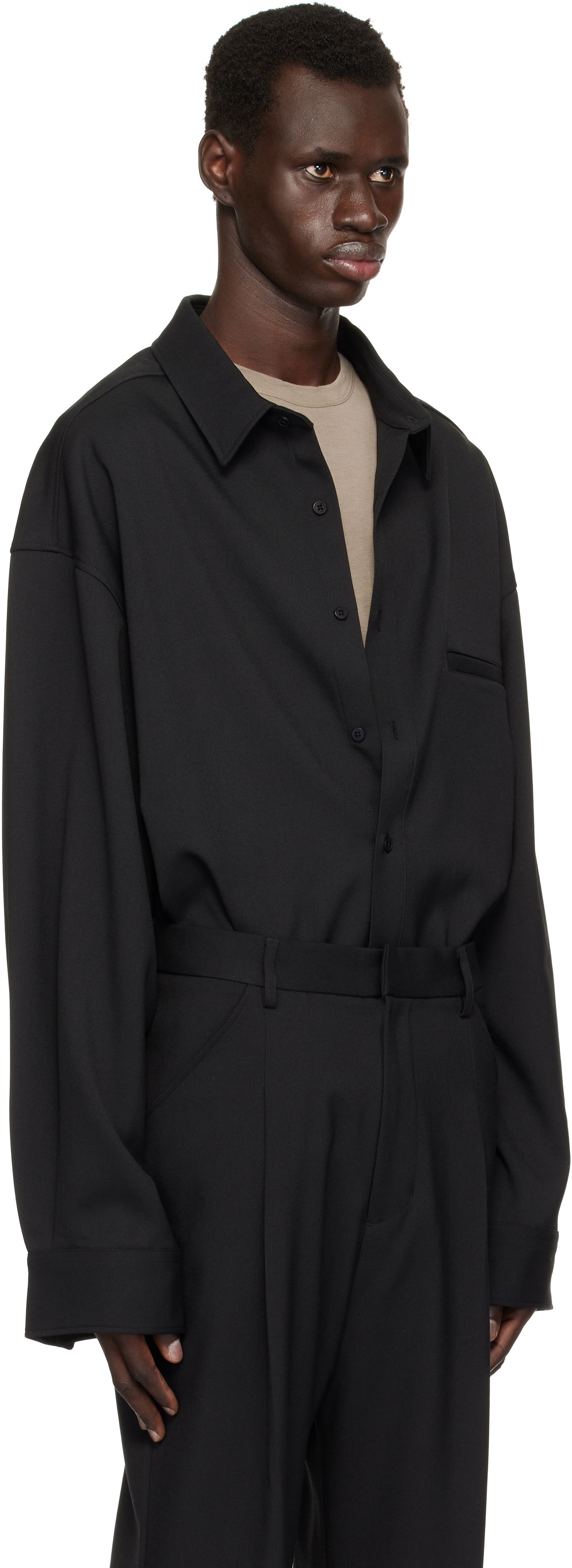 Skjorta Entire Studios Giant Wool Oversized Shirt Svart | ES2597BL, 1