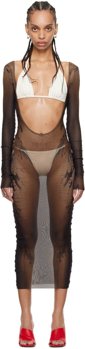 Klä Jean Paul Gaultier Jean Paul Gaultier Shayne Oliver Edition Mesh Midi Dress Brun | 24/27-F-RO180-T550-6700