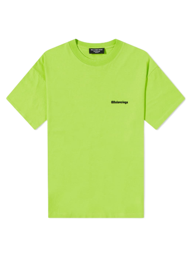 T-shirt Balenciaga BB Text Logo Tee Lime/Black Grön | 612966-TJV87-7072