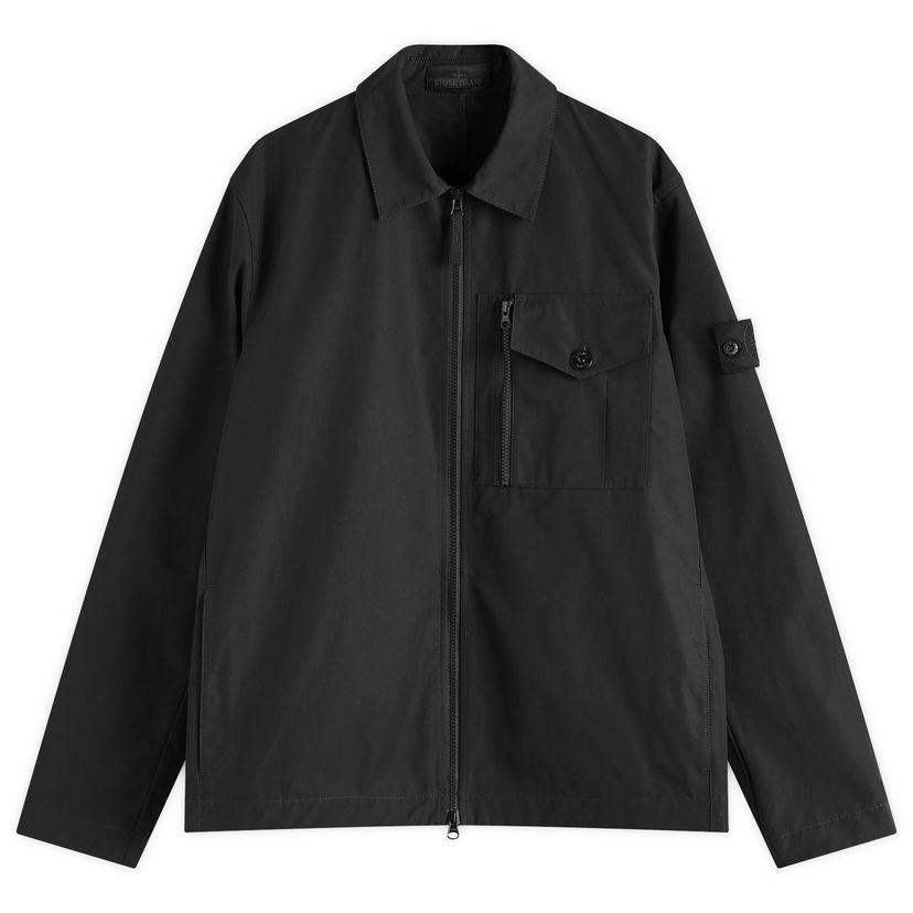 Vindjacka Stone Island Ghost Piece Weatherproof Canvas Shirt Jacket, Large Svart | K1S151200007-V0029