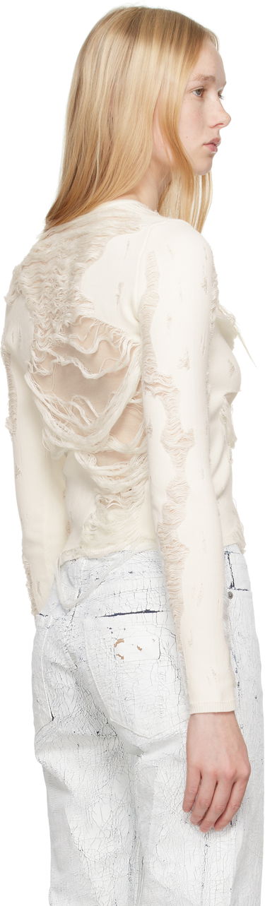 Sweater Maison Margiela MM6 Maison Margiela Slashed Crewneck Sweater Vit | S62HL0032 M13121, 2