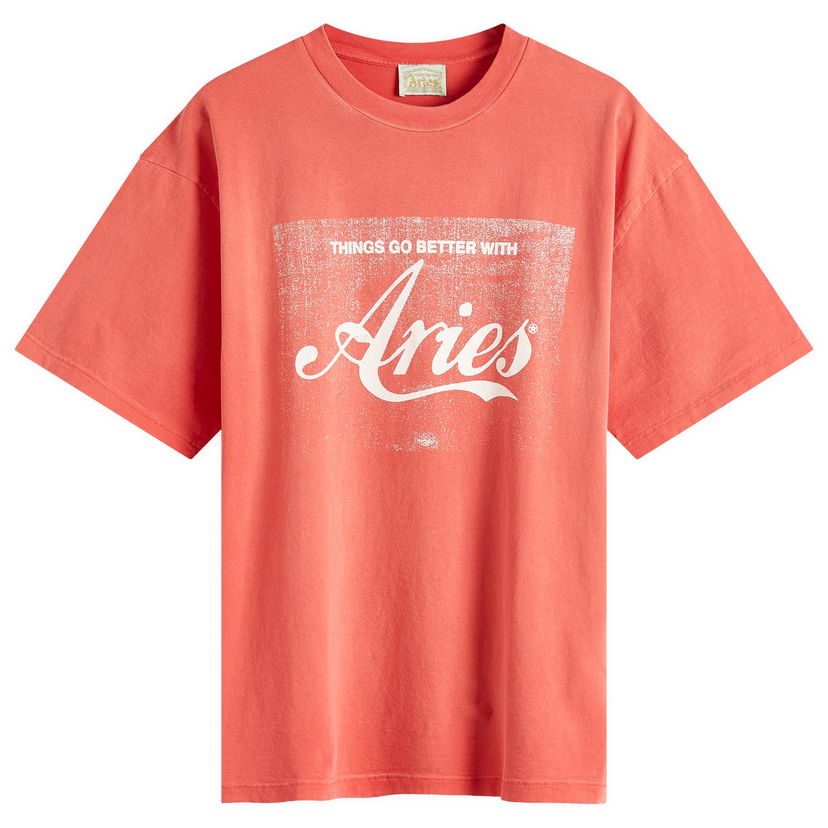 T-shirt Aries Aries Sunbleached Cola T-Shirt, Size Large Röd | AR62622-RED