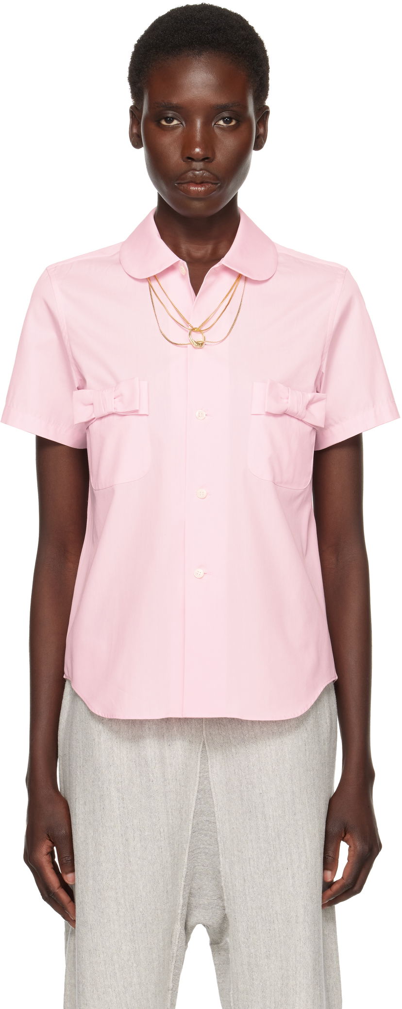 Skjorta Comme des Garçons Girl Cotton Bow Pocket Shirt Rosa | NO-B007-051-2