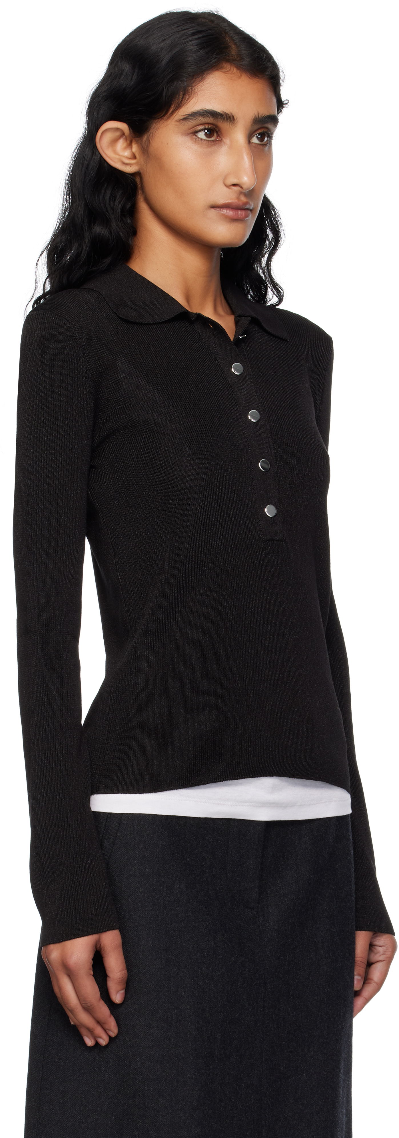 Polotröja A.P.C. A.P.C. Mila Knit Polo Top Svart | VIAMD-F23433, 1