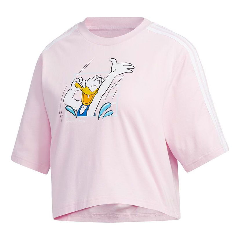 Crop top adidas Originals Neo Disney Crossover Donald Duck Short Sleeve T-Shirt Rosa | GJ5651