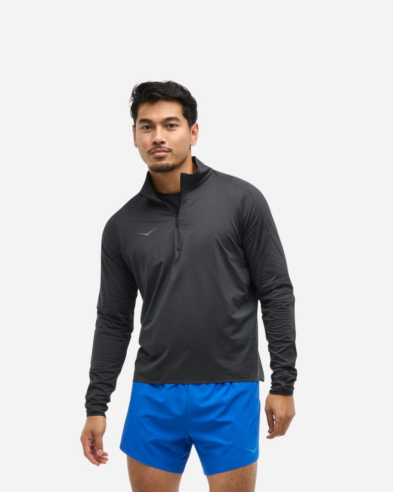Sweatshirt Hoka One One GlideTech Quarter Zip Running Jacket Svart | 1164156-BLK