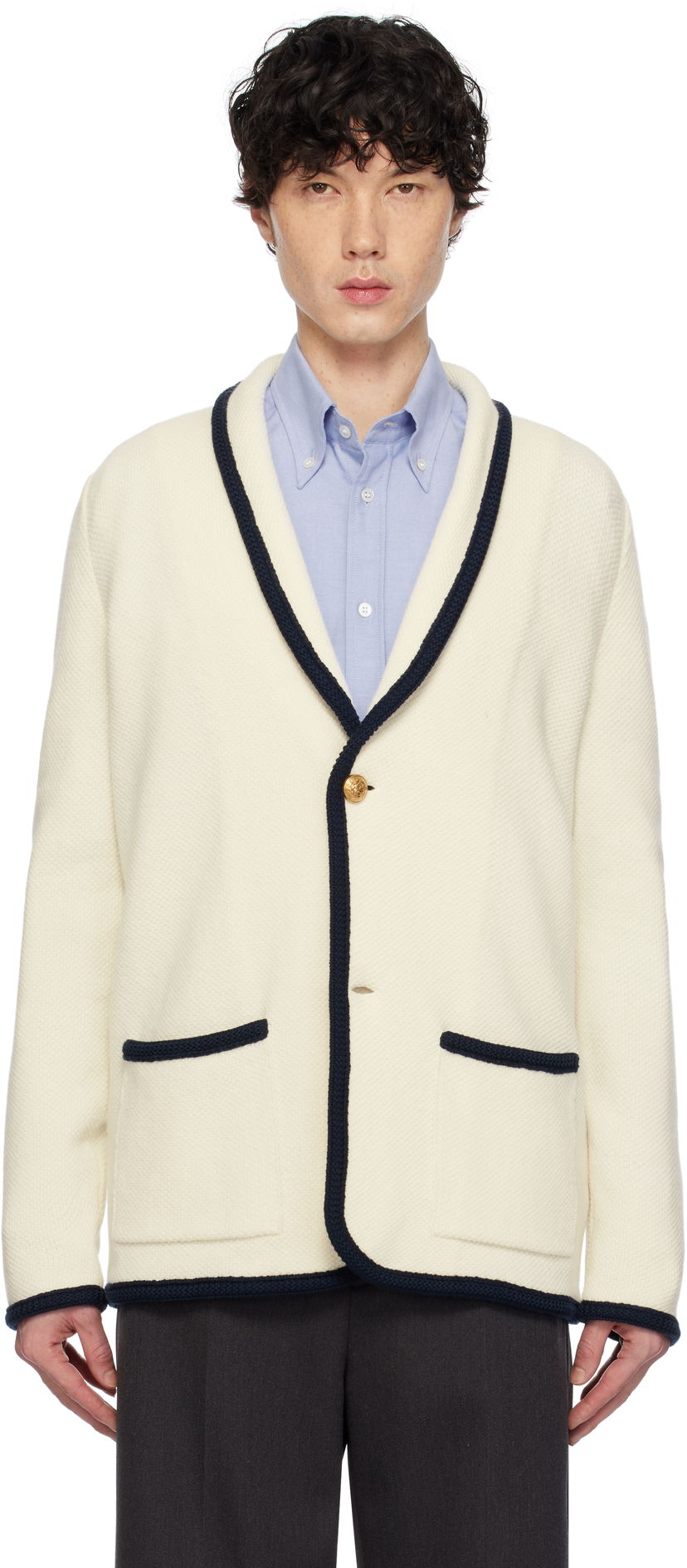 Sweater Valentino Valentino Single-Breasted Wool & Cotton Cardigan Vit | 6V3KE02TAR2