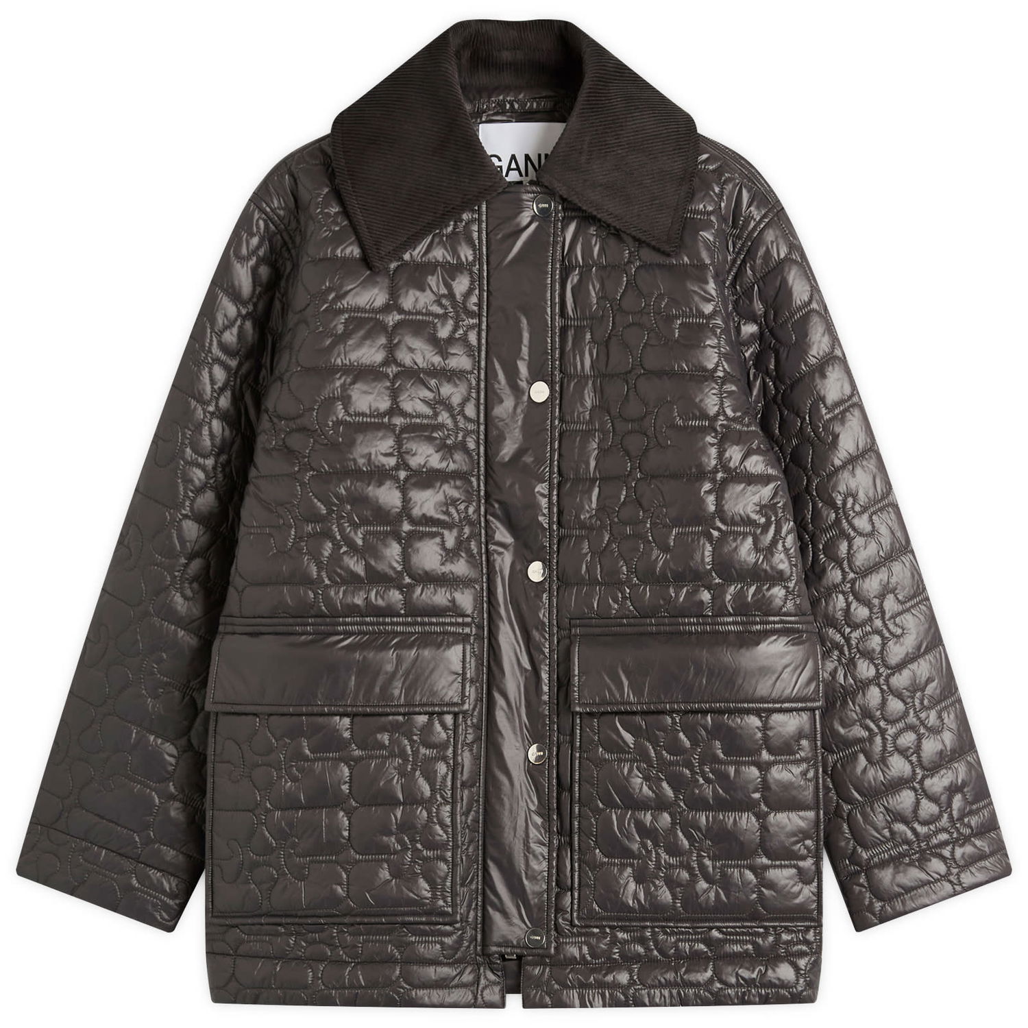 Jacka GANNI GANNI Shiny Quilt Midi Jacket Svart | W0343-252, 0